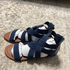 Navy, never worn, generic sandals
